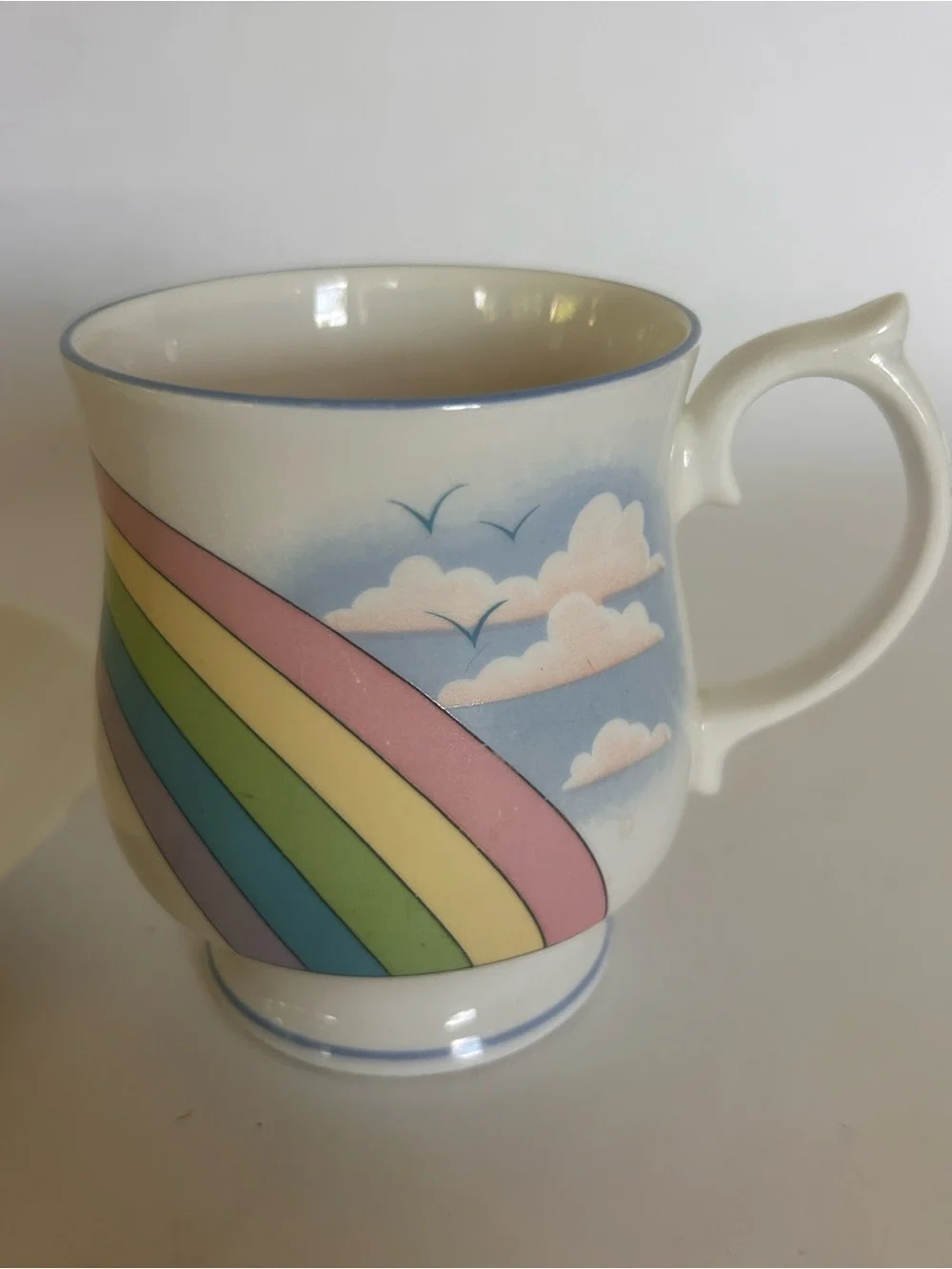 Elizabethan Staffordshire Over Rainbow Fine Bone China Heart Plate‎ Mug VTG 90s